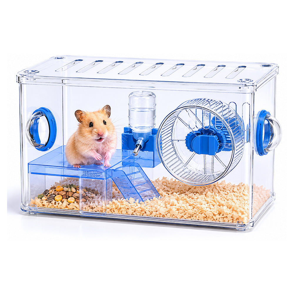 Transparent Hamster Cage with Running Wheel MBC23