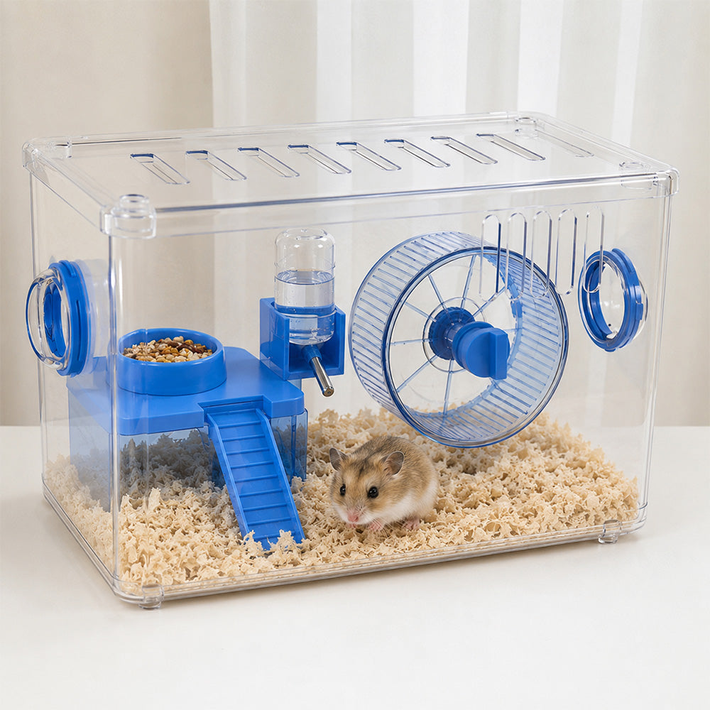 Transparent Hamster Cage with Running Wheel MBC23