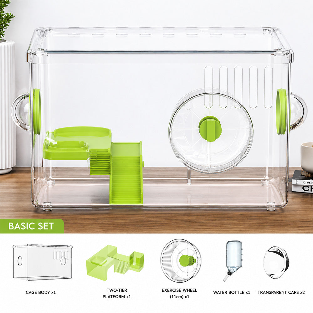 Transparent Hamster Cage with Running Wheel MBC23