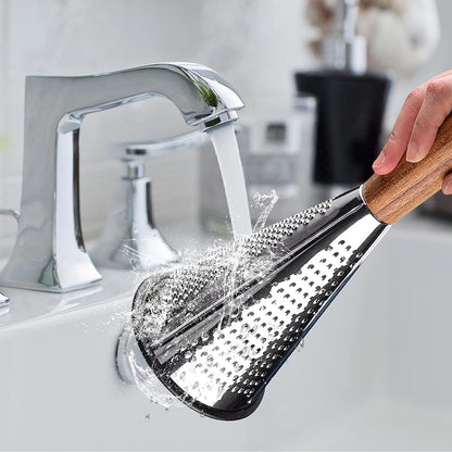 Wooden Handle Stainless Steel Grater Cone Shaped