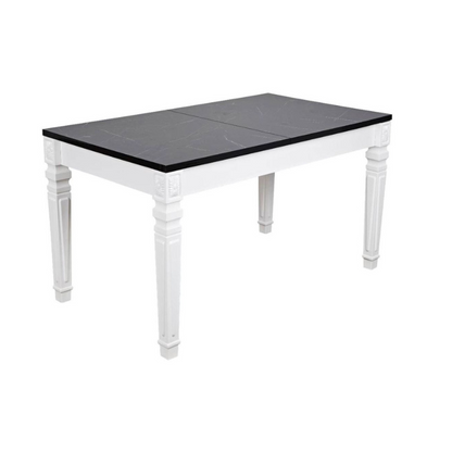 Minsk White & Black Marble-Look Extendable Dining Table