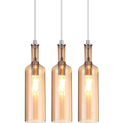 Nino Germany Coppery Glass Metal 3-Light Bottle Pendant Lamp
