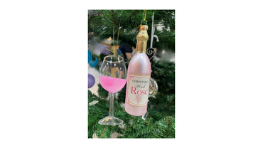 Holiday Elegance-Christmas Ornaments Wine Bottle and Glass
