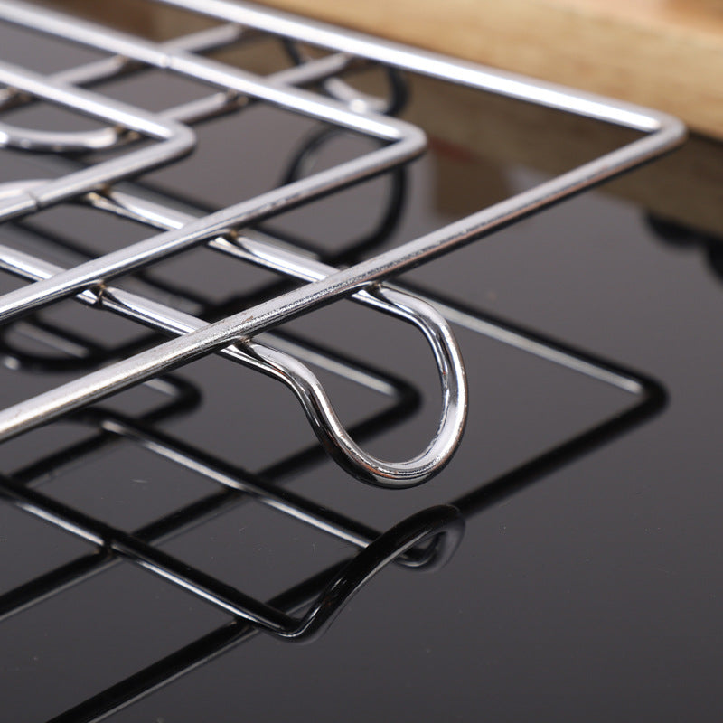 18-cm Stainless Steel Square Kitchen Hot Pot Stand with Handle Heat Resistance Stand