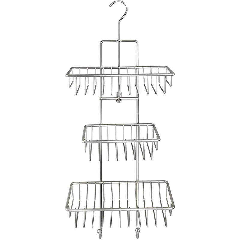 Wenko Shower caddy Milano with 3 shelves, 2 hooks, satinised