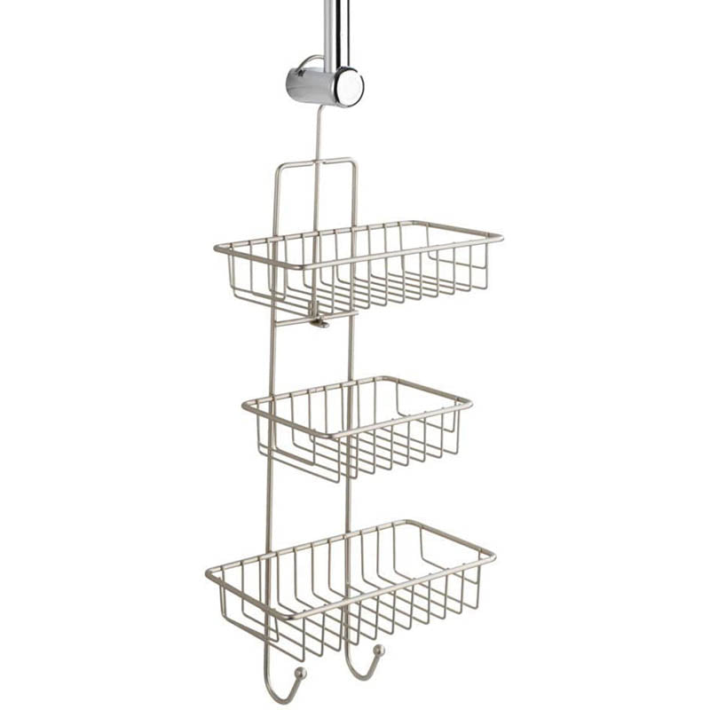 Wenko Shower caddy Milano with 3 shelves, 2 hooks, satinised