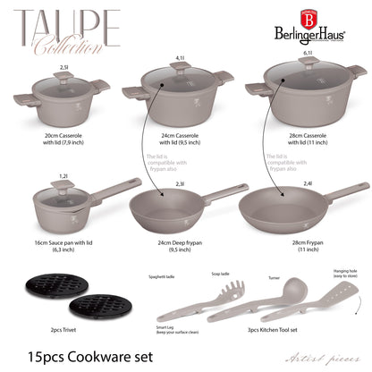 15-Piece Kitchen Stackable Cookware Set
