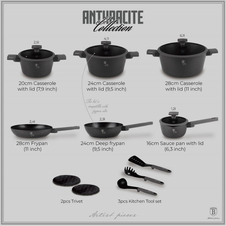 15-Piece Kitchen Stackable Cookware Set