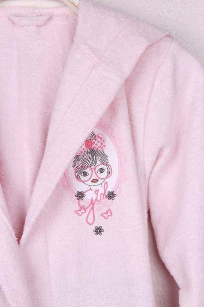 Teenage 100% Cotton Embroidered Hooded Girl's Bathrobe