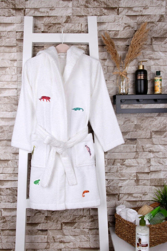 Animal Figured Hooded Child Bathrobe