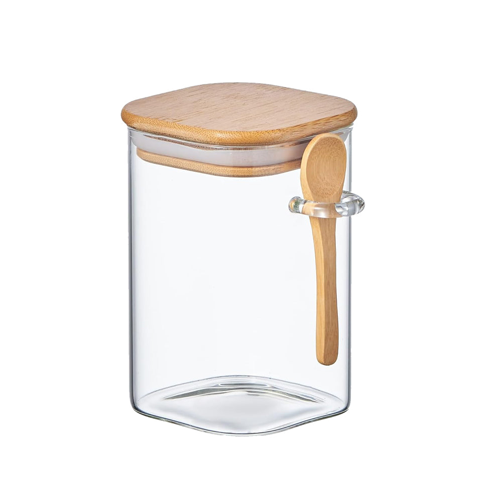 Glass Jar Container with Bamboo Lid + Spoon 270-ml