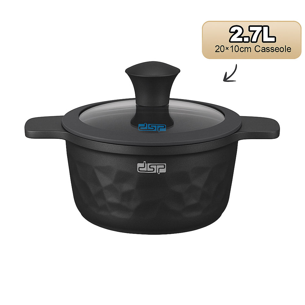 DSP CA022-S01-Black, Die-Casting Non-Stick Casserole Set – 7 Pieces