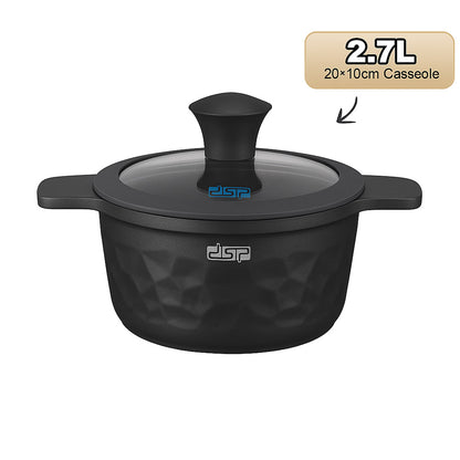 DSP CA022-S01-Black, Die-Casting Non-Stick Casserole Set – 7 Pieces