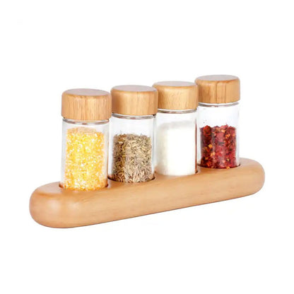 4 Jar Seasoning Bottle Set With Base Holder M-04 (D4 x H10)cm