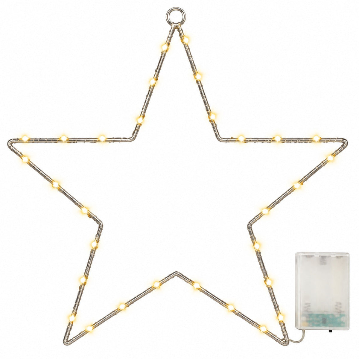 Noël LED Star Silhouette – 30 Warm White LEDs,  30 × 30 cm
