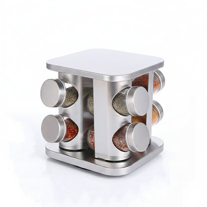 8-JARS 100ML Stainless Steel Rotating Seasoning Spice Jar Set