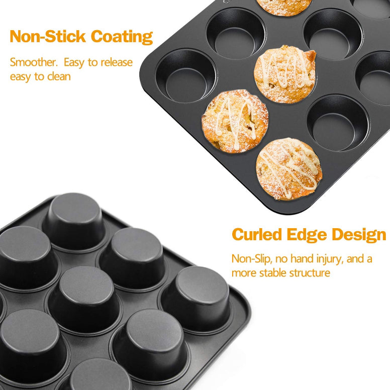 Danny Home Carbon Steel Premium quality , Non-stick Muffin Baking Pan & Cupcake Tray 12 Cup 37cm