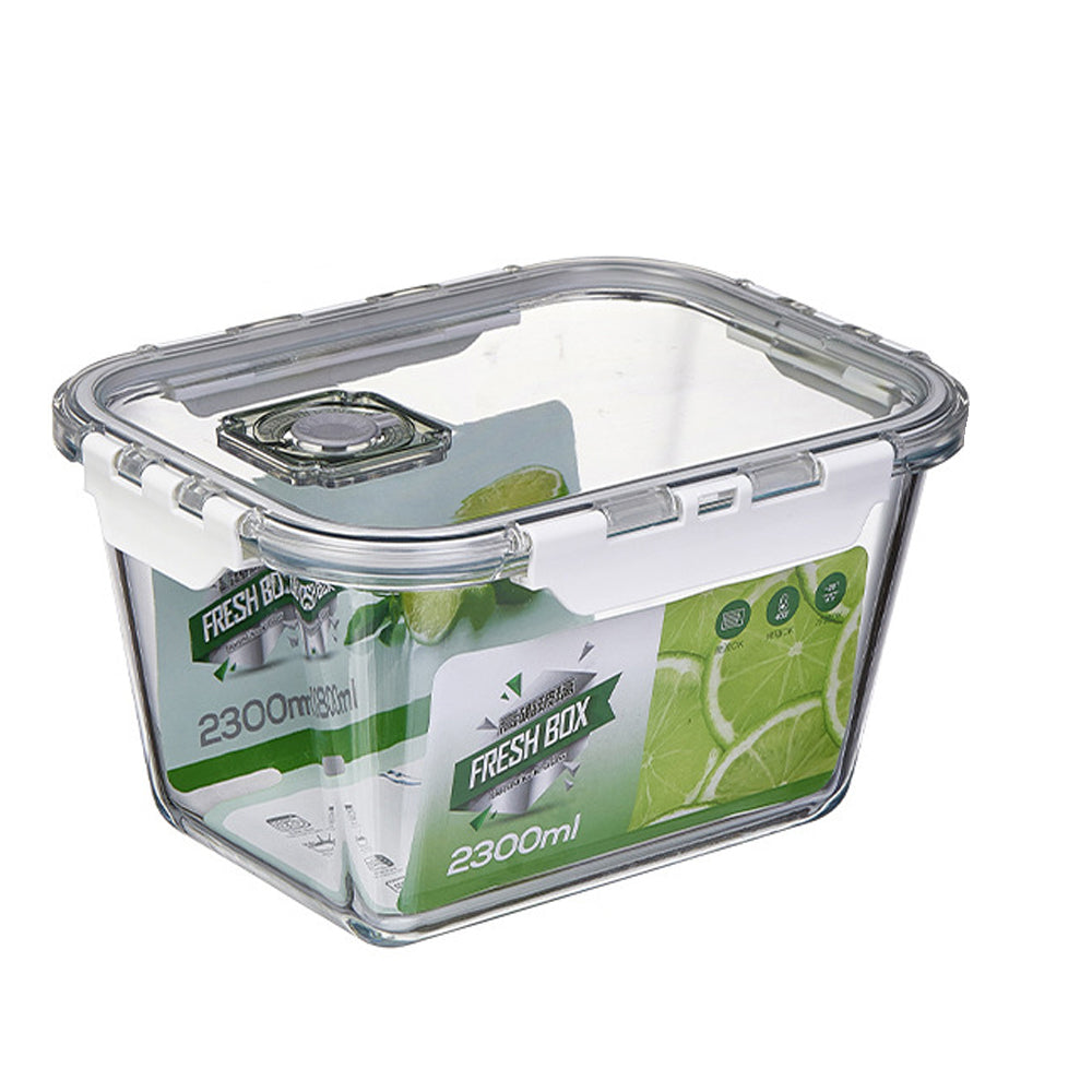 2300ml Borosilicate Rectangle Glass Food Storage Container With Microwave, Freezer & Dishwasher Safe NFH-77318