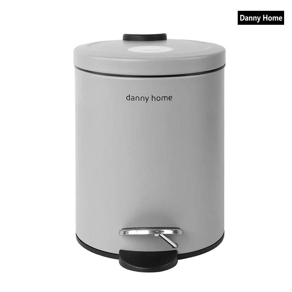 Danny Home 5L Carbon Steel Pedal Trash Can – Matte Grey