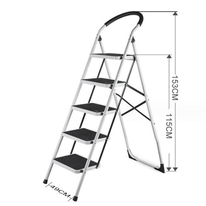 Metal Folding Ladder Handgrip Anti-Slip and Wide Pedal-White