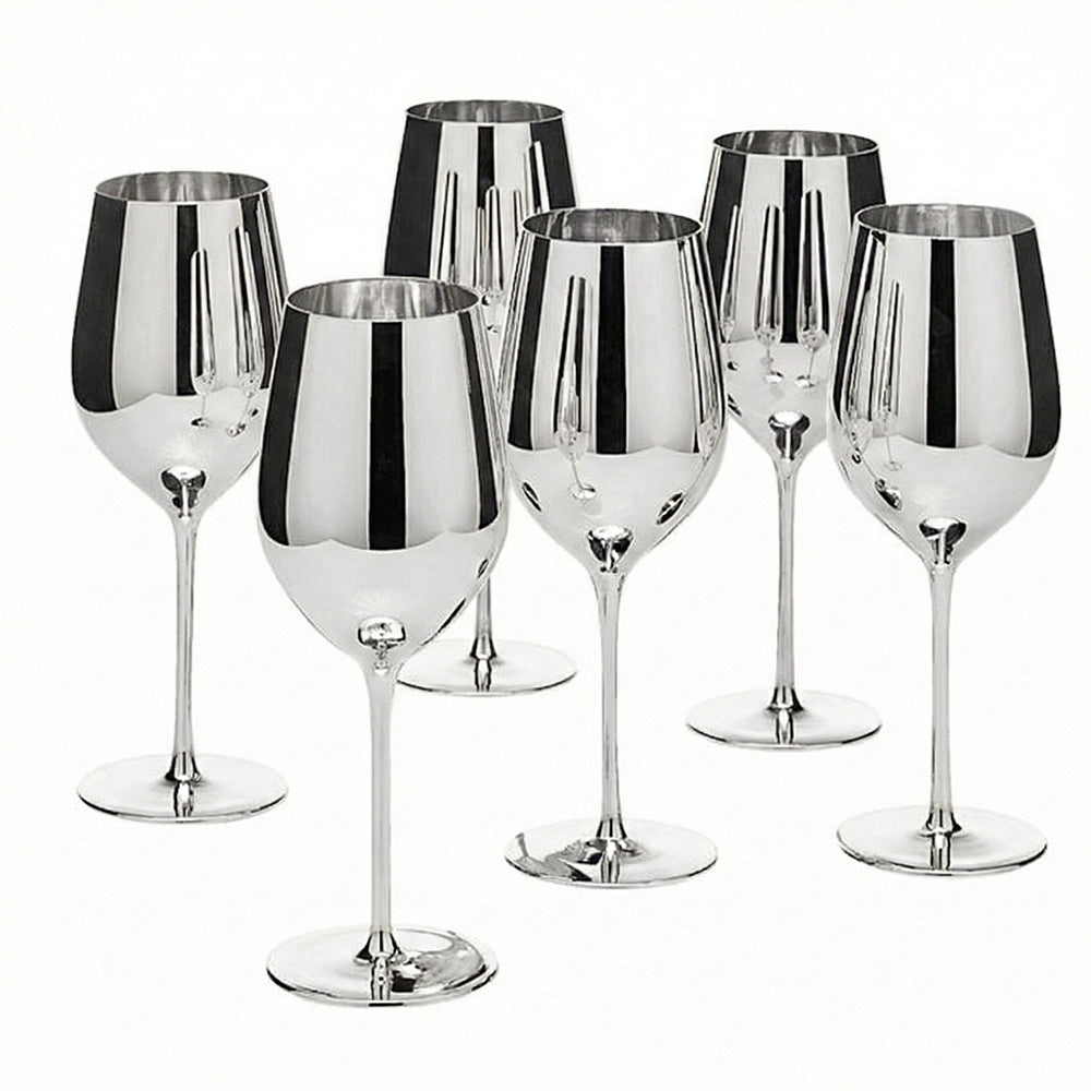 6-Pcs Elegant & Smooth Beverages Wine Glass – Silver 360ml #3075