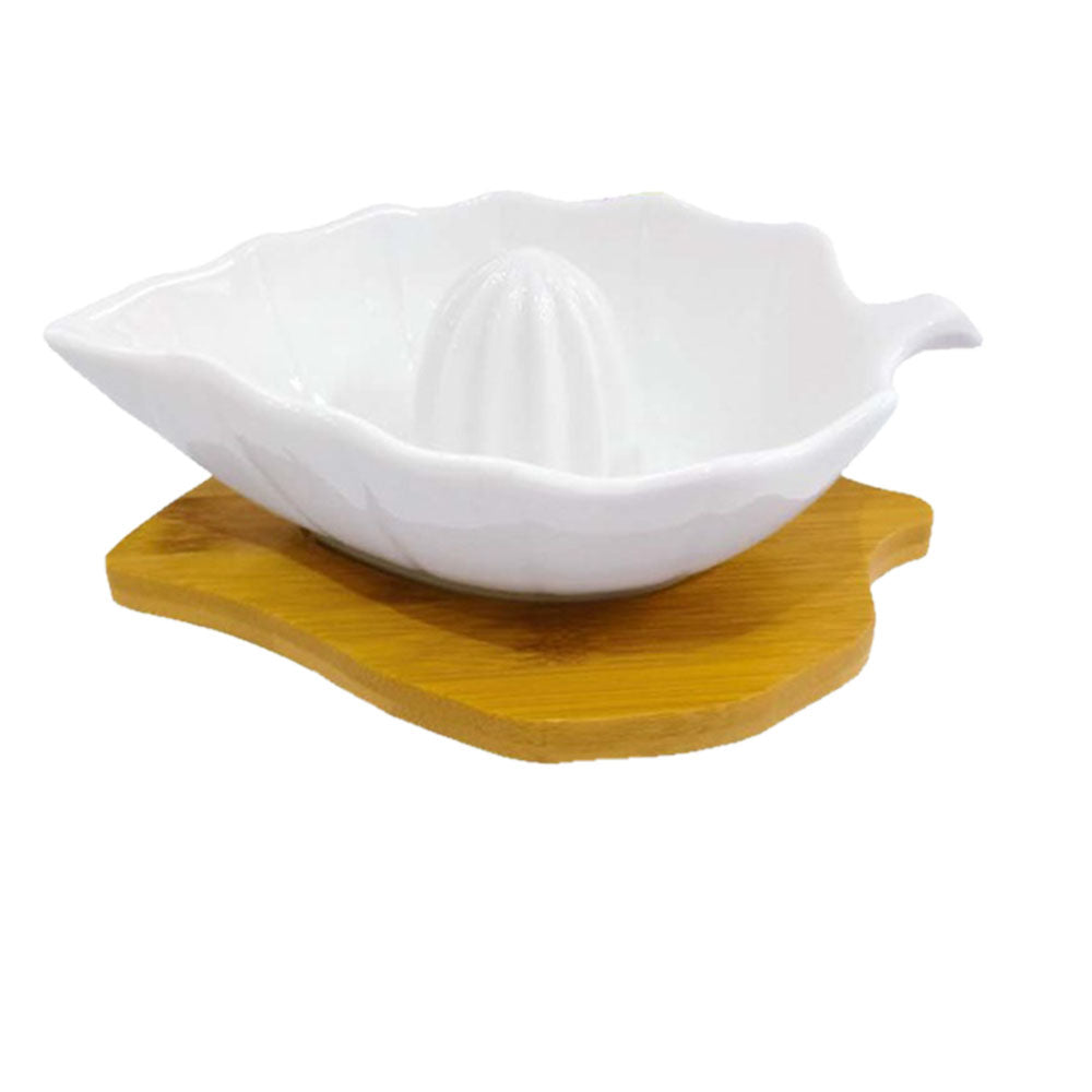 Lemon Juicer Porcelain With Bamboo Base