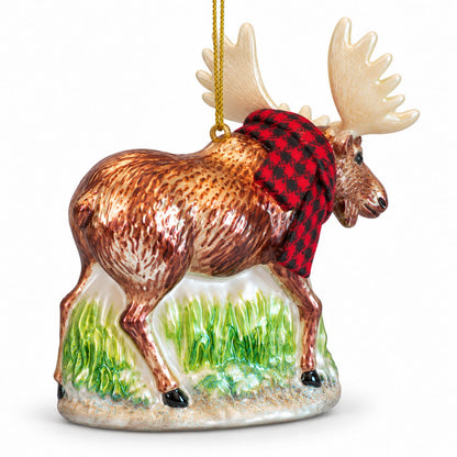 Alpine Lodge Glass Moose Christmas Hanging Ornament