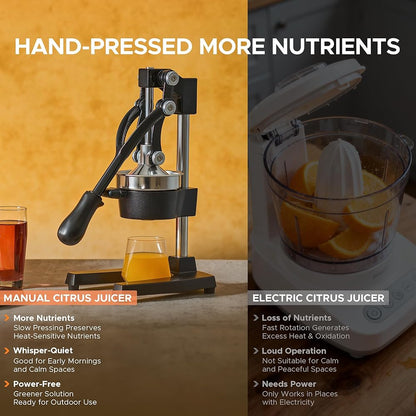 Stainless Steel Hand Press Juicer, Cast Iron Professional Citrus Juicer, Heavy Duty Manual Orange Juicer YC-058