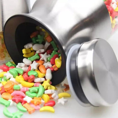 3-Pieces Stainless Steel and Glass Canister with Window for Spices or Grains