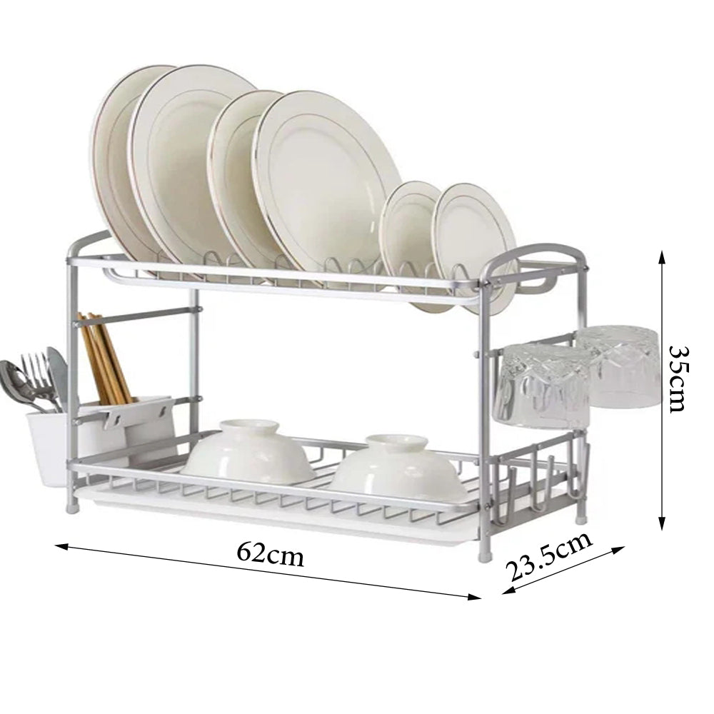 Binca Aluminum Large 2-Layer Dish Rack 62-cm