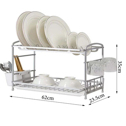 Binca Aluminum Large 2-Layer Dish Rack 62-cm