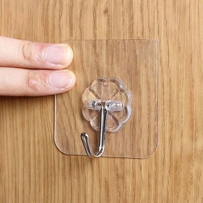 10-Pcs Heavy Duty Waterproof Transparent Adhesive Stainless-Steel Hooks 5.5cm (Load Up to 2-3 Kg)