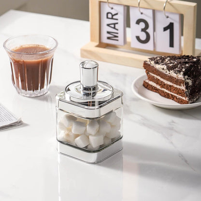 2-Pieces Transparent Glass Jar with Spoon