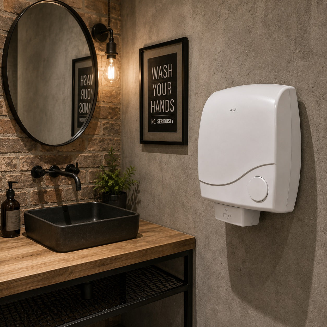 VEGA Wall-Mounted Electric Hand Dryer – 1800W High-Speed Hand Dryer | White | Commercial Bathroom Dryer