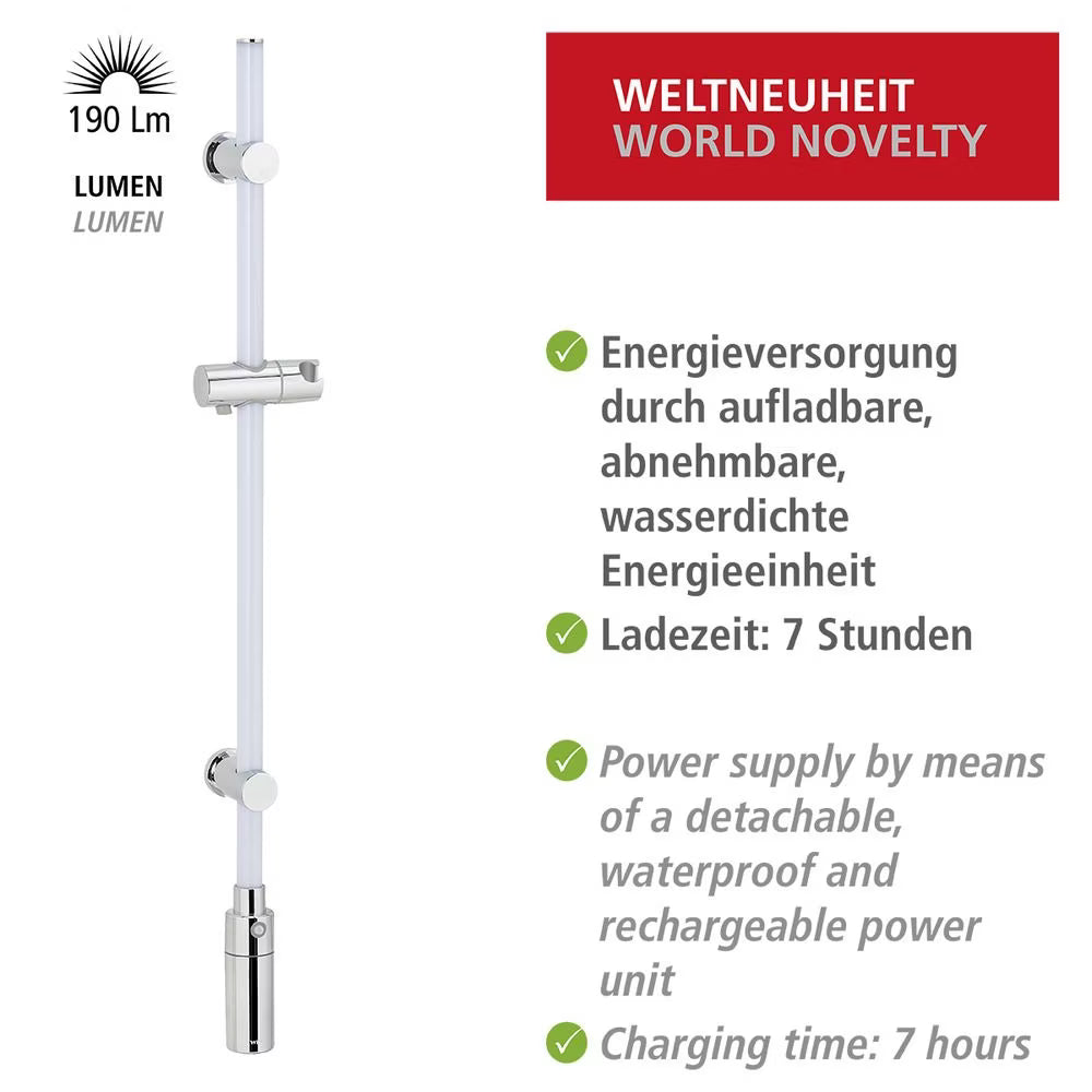 Wenko LED Shower Rail – Award-Winning RGB & Warm White Illuminated Rod with Remote