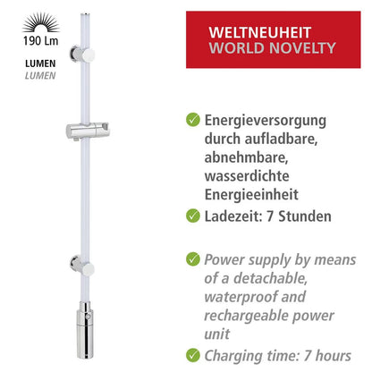 Wenko LED Shower Rail – Award-Winning RGB & Warm White Illuminated Rod with Remote