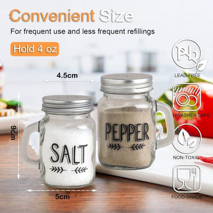 2-Pieces 120ml Clear Glass Salt and Pepper Shakers Set