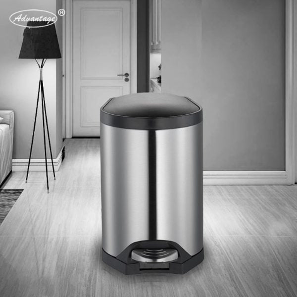 Heavy Duty Rectangular Stainless Steel Trash Can With Lid & Pedal 20/30/40-Liter