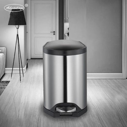 Heavy Duty Rectangular Stainless Steel Trash Can With Lid & Pedal 20/30/40-Liter