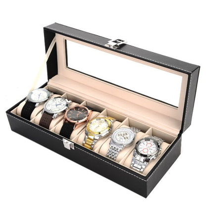 Leather Watch Box Organizer-Black