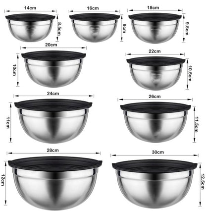 9-Pieces Stainless Steel Salad Bowl with Lid Set (Copy)