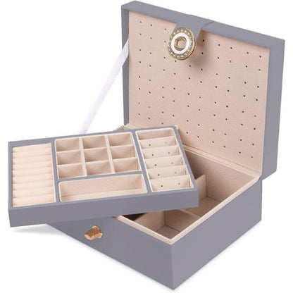 Premium PU Leather Jewelry Box Organizer