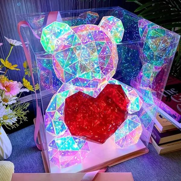 Gorgeous Shining LED Teddy Bear Holding a Red Heart