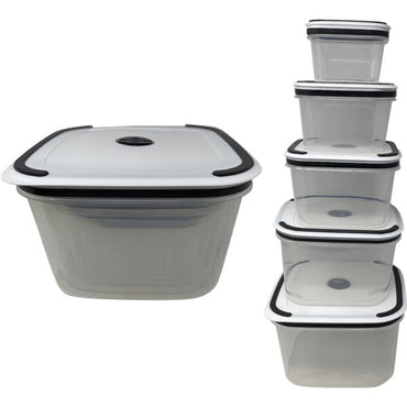 Storage Containers 5-Piece Set Square with Sealed Lids