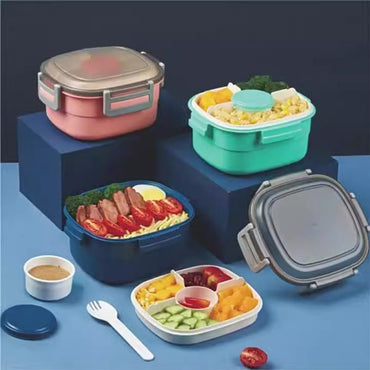 Bento Lunch Box with 5 Compartments, with Dressing Container, 1300 ml