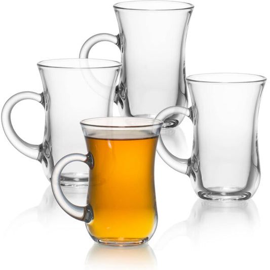 6-Pieces 135-ml Clear Tea Glasses with Handles