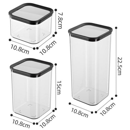 3-Pieces Plastic Food Storage Box With Transparent Lid 0.5/1/1.7L