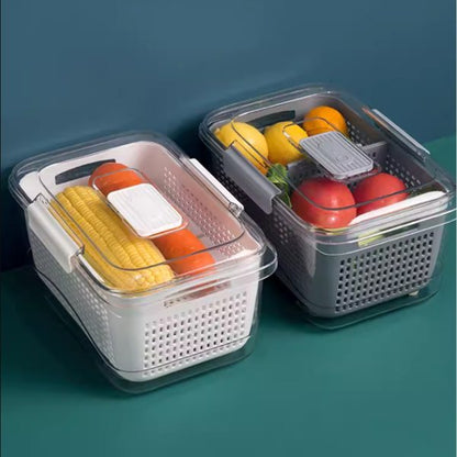 Food Storage Containers Box With Clear Lid and Removable Drain Tray