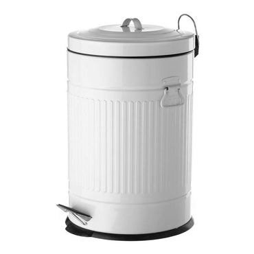 Danny Home 12-Liter Vintage Trash Can with Lid and Pedal – Matt White