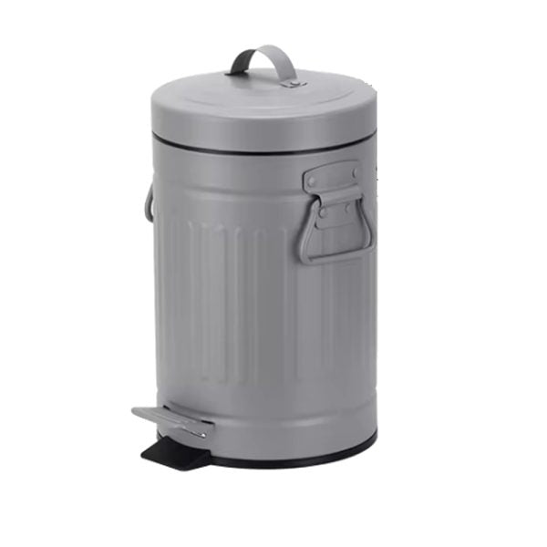 Danny Home 12-Liter Vintage Trash Can with Lid and Pedal – Matt Grey